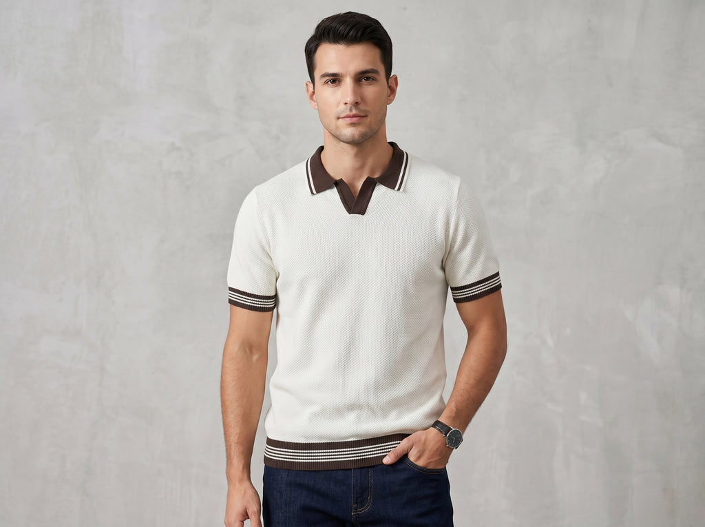Classic Contrast Collar Knit Polo