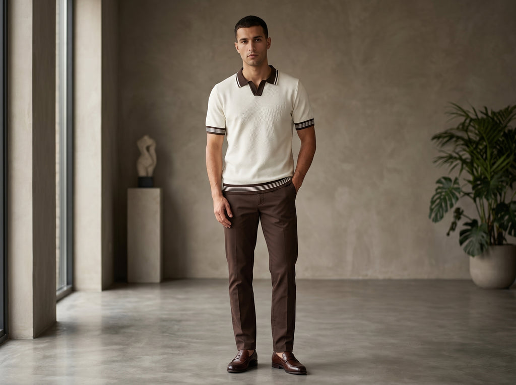 Classic Contrast Collar Knit Polo