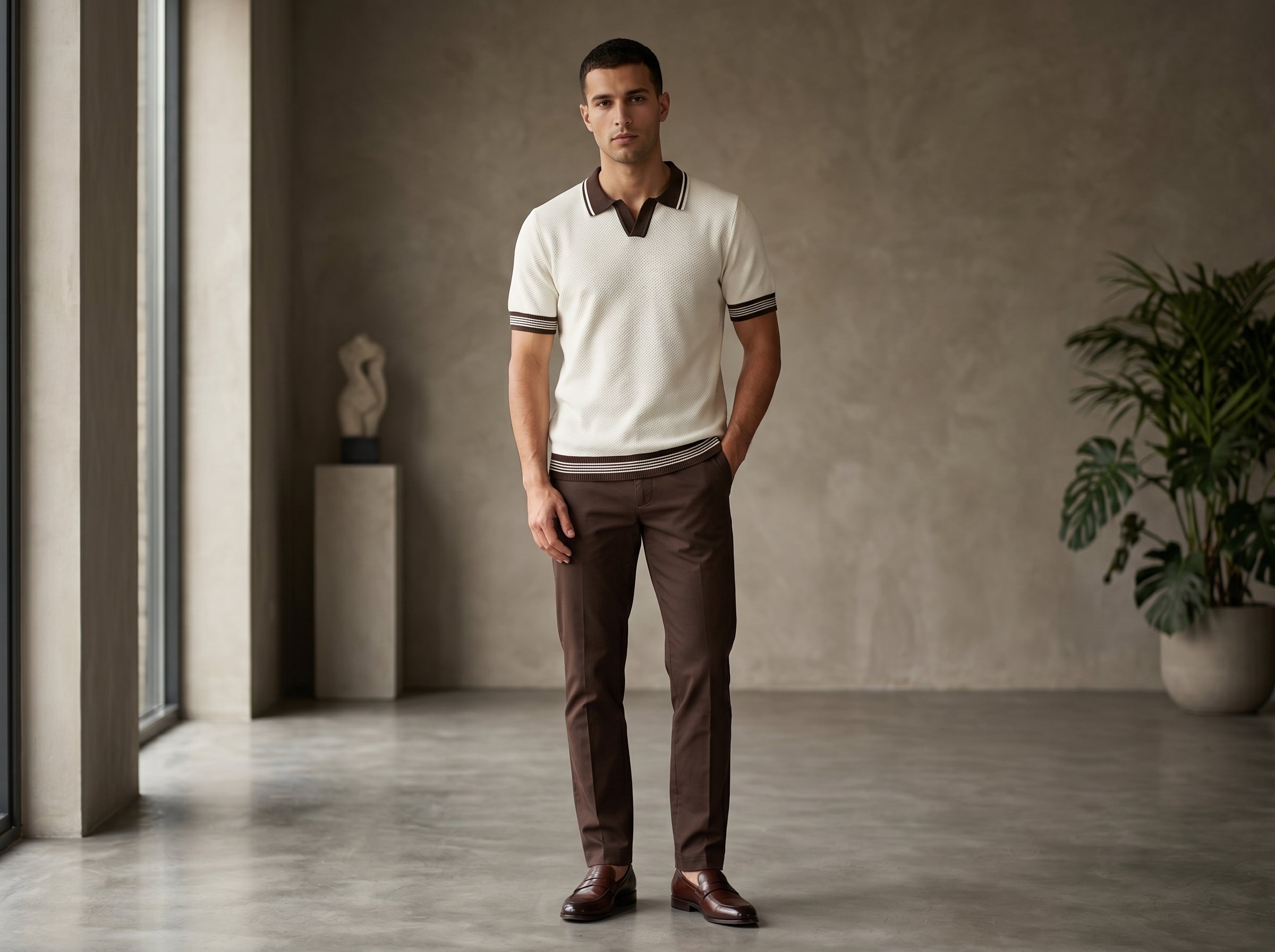 Classic Contrast Collar Knit Polo