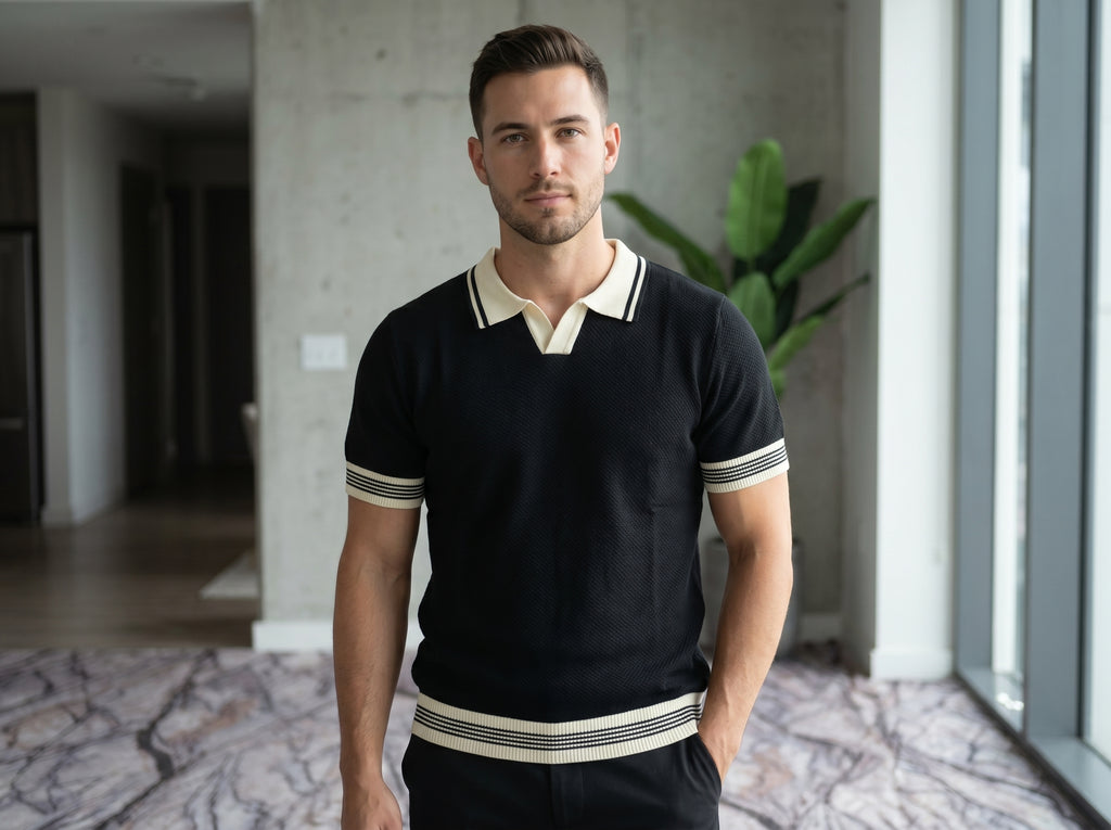 Classic Contrast Collar Knit Polo