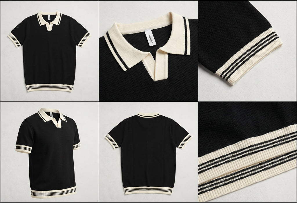 Classic Contrast Collar Knit Polo