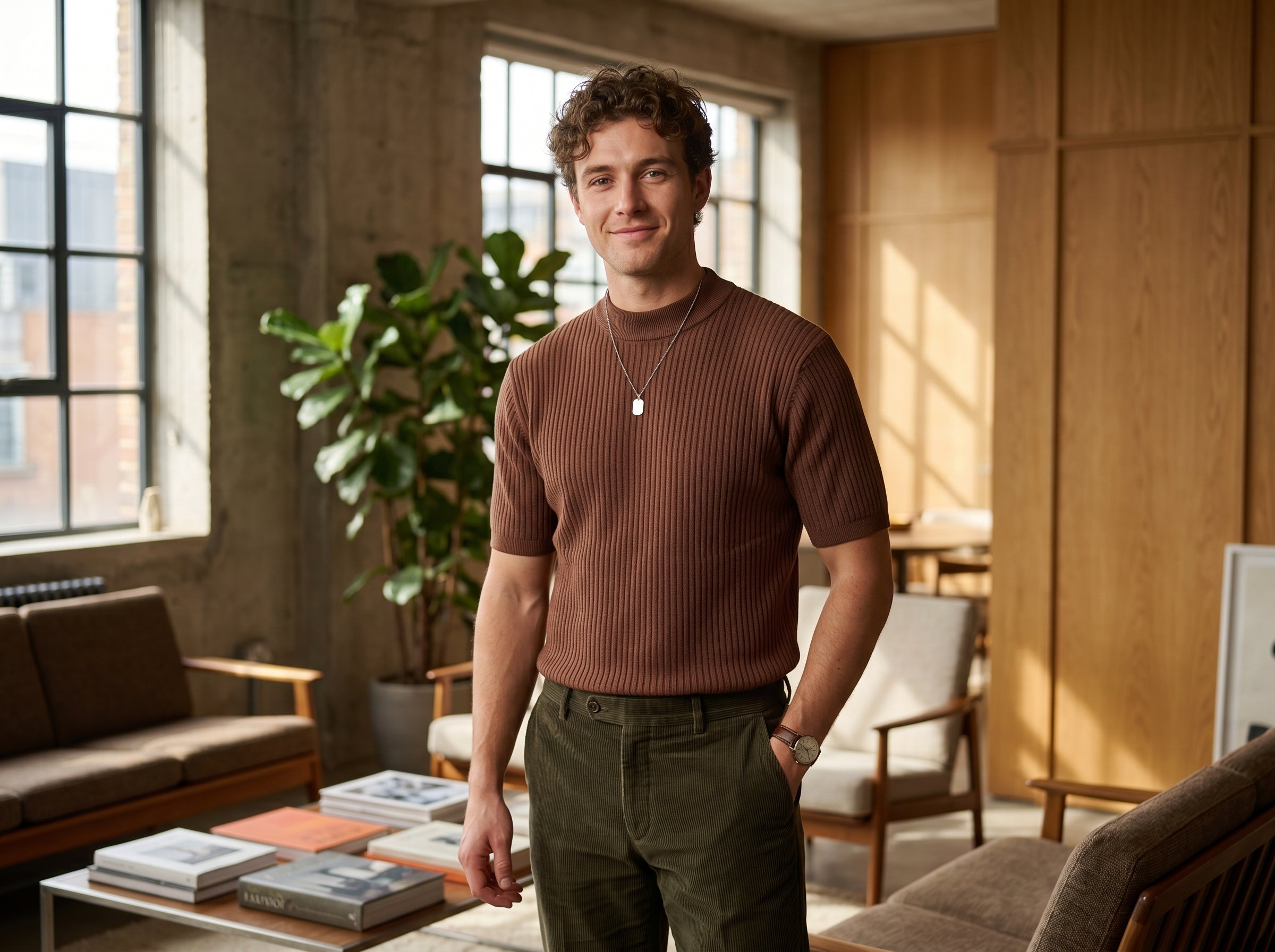 Men’s Ribbed Knit Half Sleeve TShirt