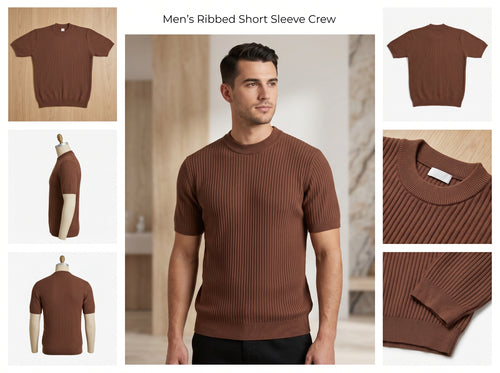 Men’s Ribbed Knit Half Sleeve TShirt