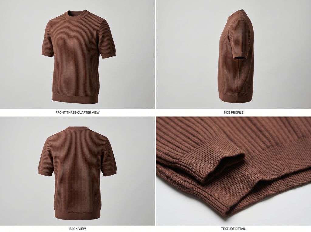 Men’s Ribbed Knit Half Sleeve TShirt