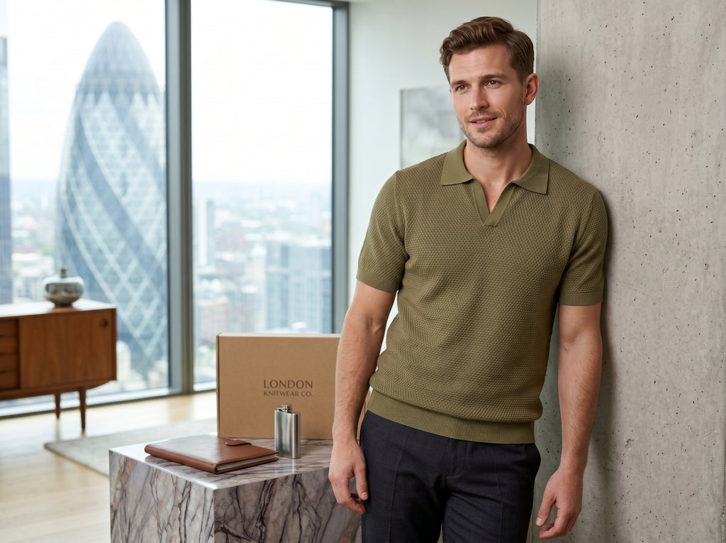 Textured Knit Polo Shirt