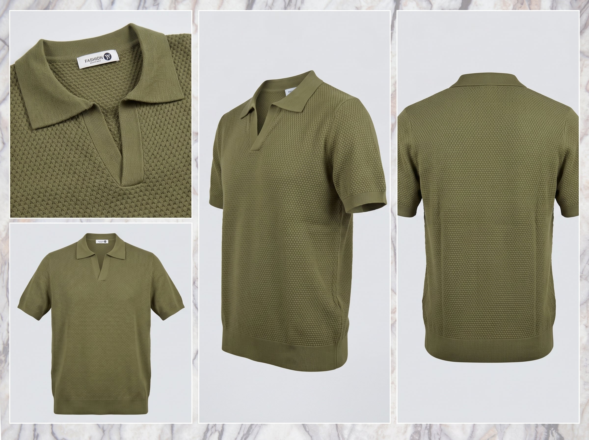 Textured Knit Polo Shirt