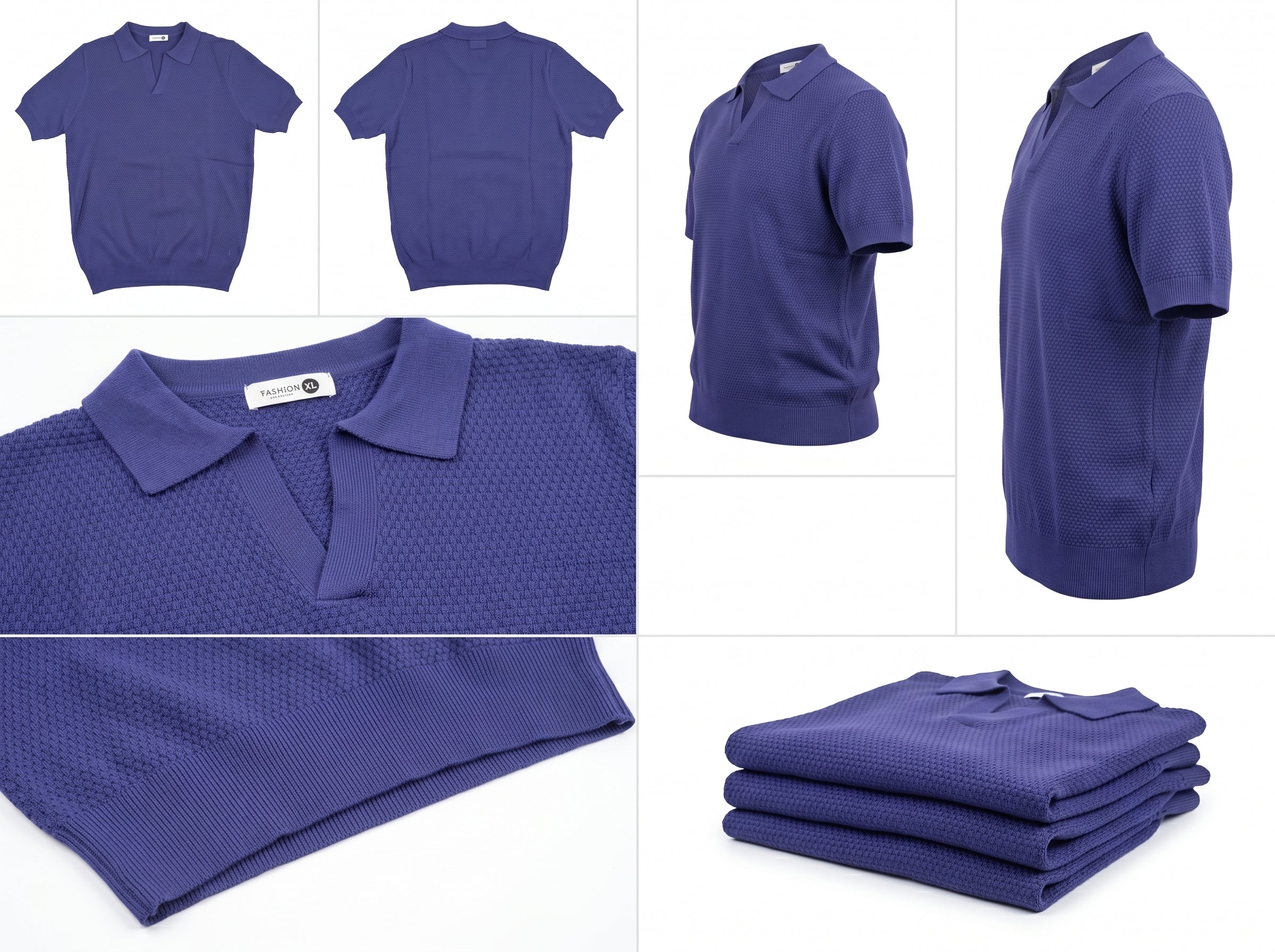 Textured Knit Polo Shirt