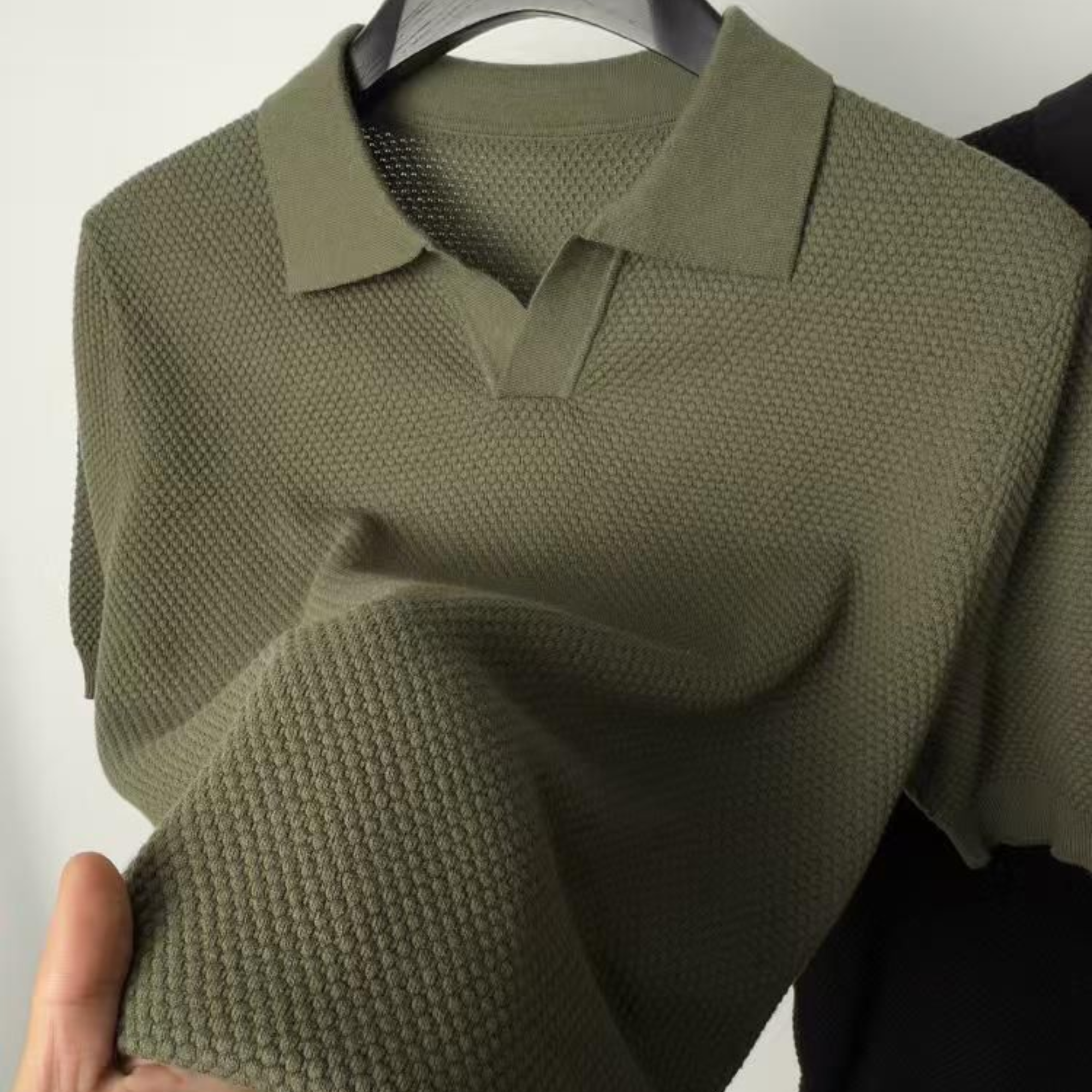 Textured Knit Polo Shirt