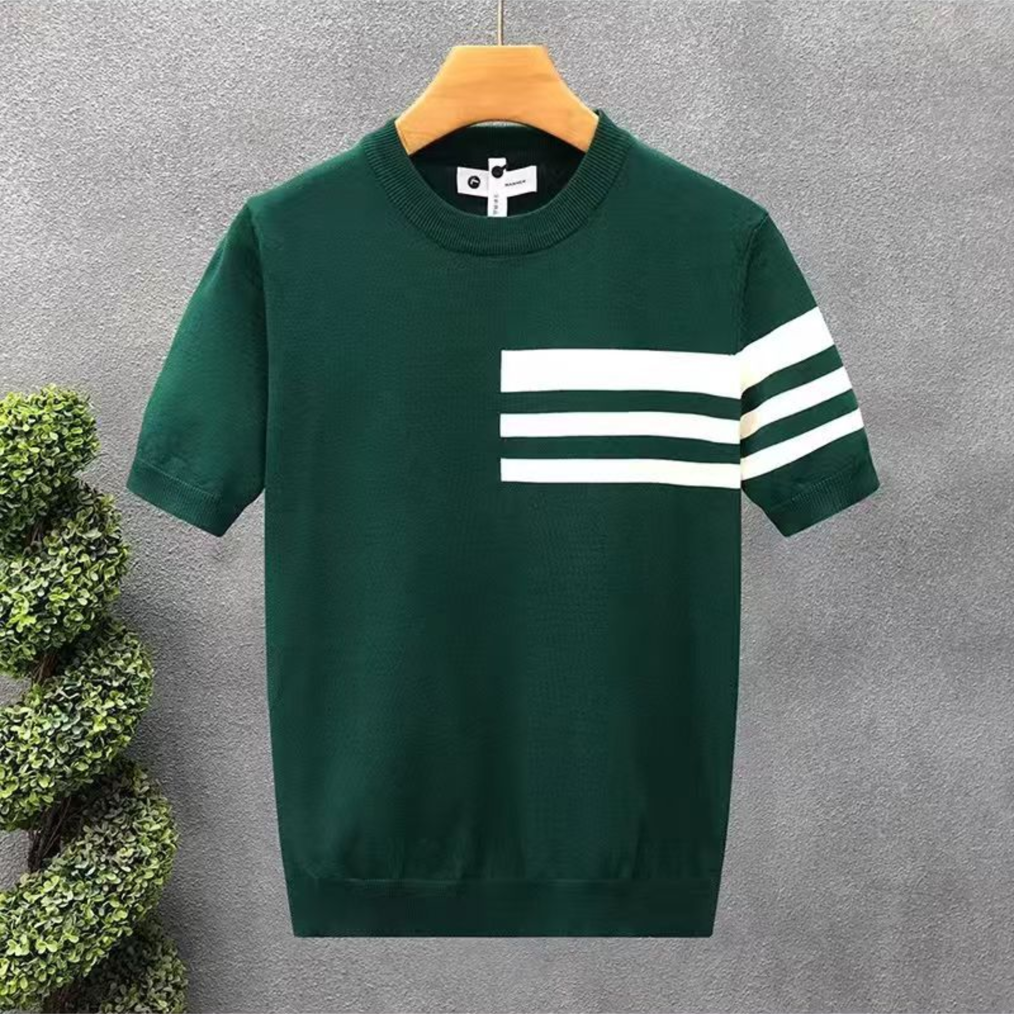 Stripe Accent Knit T-Shirt